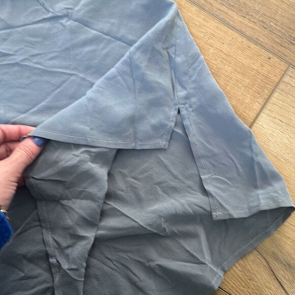 NWT Chaser Tops Womens Small Gray Silk Drop Shoulder Oversized Boxy Blouse - Picture 4 of 5